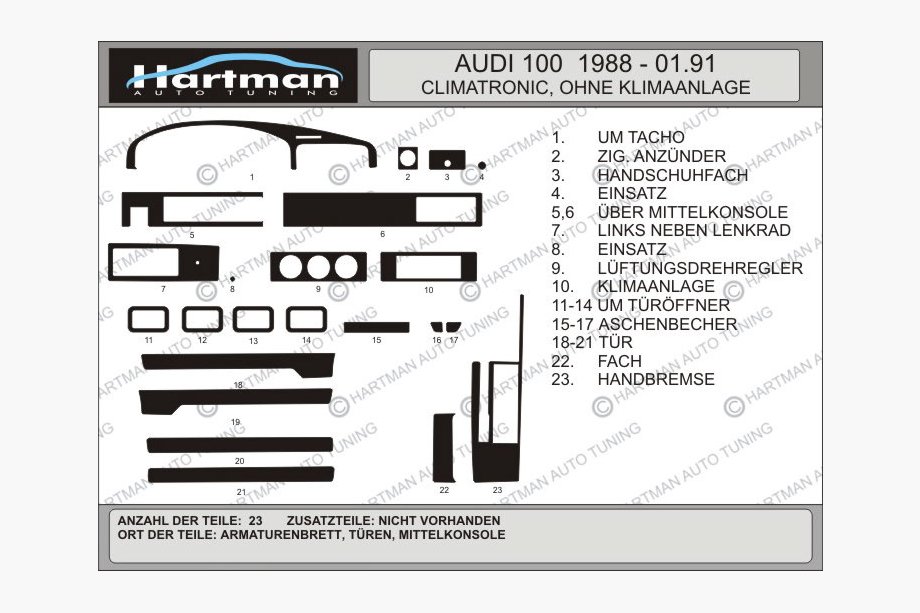 Audi 100 C3 1988-1991 Armaturenbrett Abdeckungen (Hartman) Image