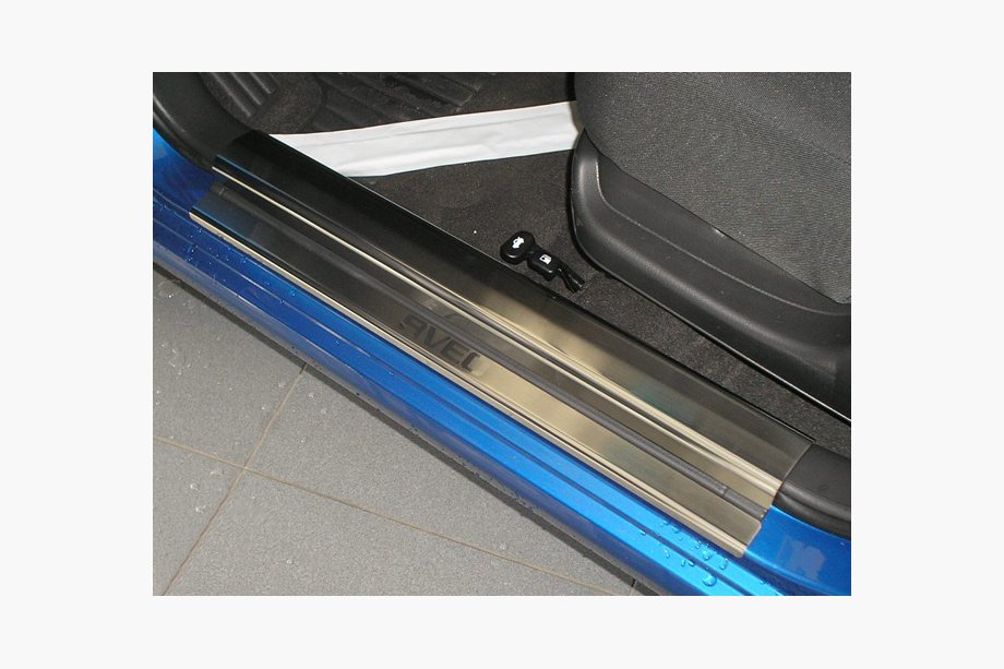 Chevrolet Aveo T200 2002-2008 Edelstahl Einstiegsleisten Nataniko 6 Stk, Premium - 3M Klebeband, 0.8 mm Image
