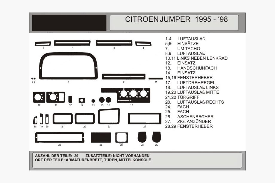 Fiat Ducato 1995-2006 Armaturenbrett Abdeckungen (Modell 1995-1998) Blau Image