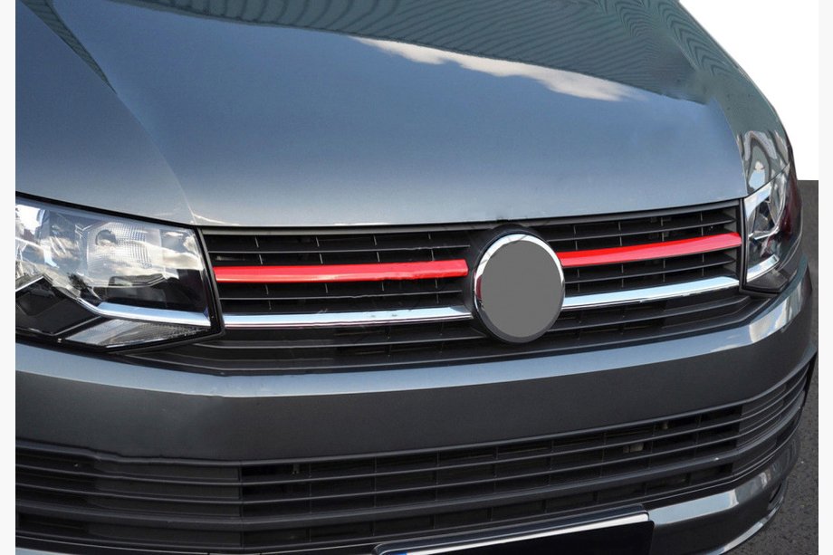 Volkswagen T6 2015-2024 Obere Kühlergrill Blenden 2015-2019 (2 Stk, rot) Foto 1