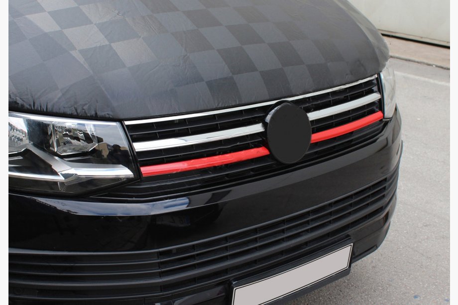 Volkswagen T6 2015-2024 Obere Kühlergrill Blenden 2015-2019 (2 Stk, rot) Foto 3
