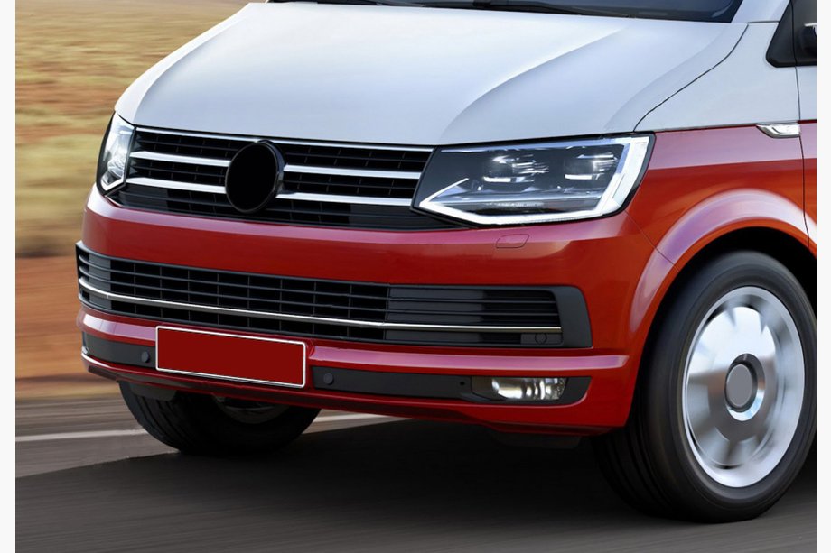 Volkswagen T6 2015-2024 Zierleisten für Kühlergrill Stoßstange 2015-2019 (3 Stk, Edelstahl) Image