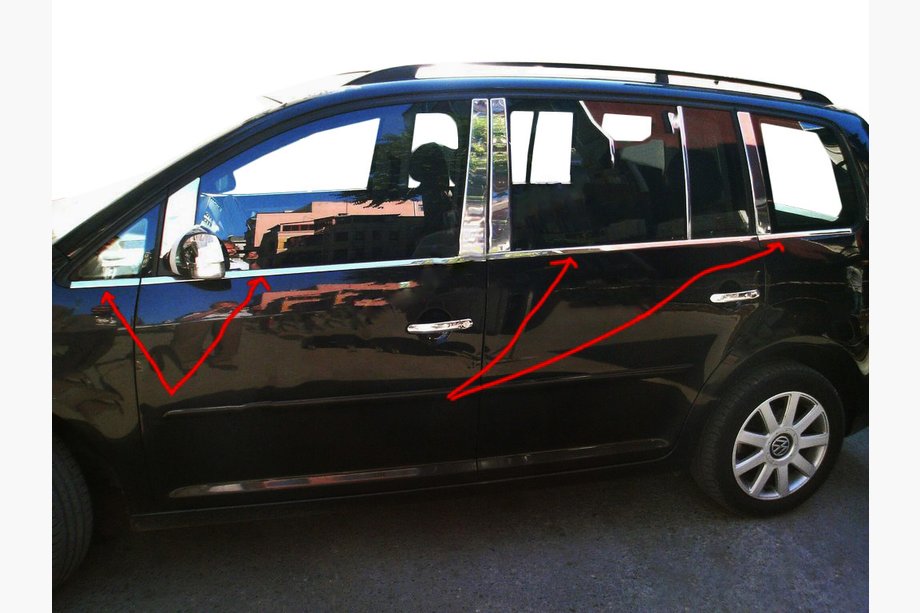 Volkswagen Touran 2010-2015 Fensterzierleisten Edelstahl außen (8 Stk) OmsaLine - Italienischer Edelstahl Image
