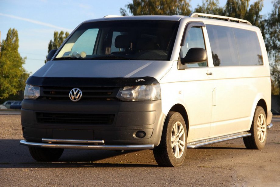 Volkswagen T5 2010-2015 Unterer Doppelrohrschutz 70/48mm Edelstahl Image