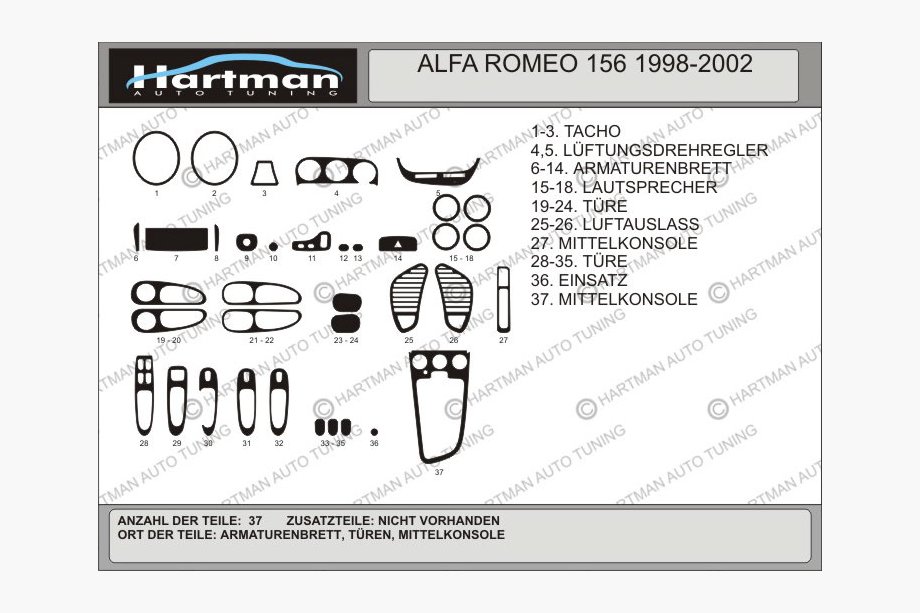 Alfa Romeo 156 1997-2007 Armaturenbrett Abdeckungen (Hartman) Image