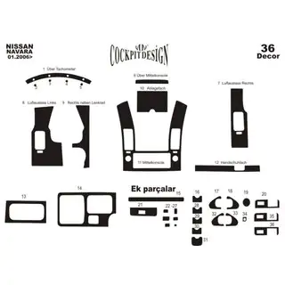 Innenraum Tuning (36 Teile) Nissan Navara 2006-2015 Foto 4
