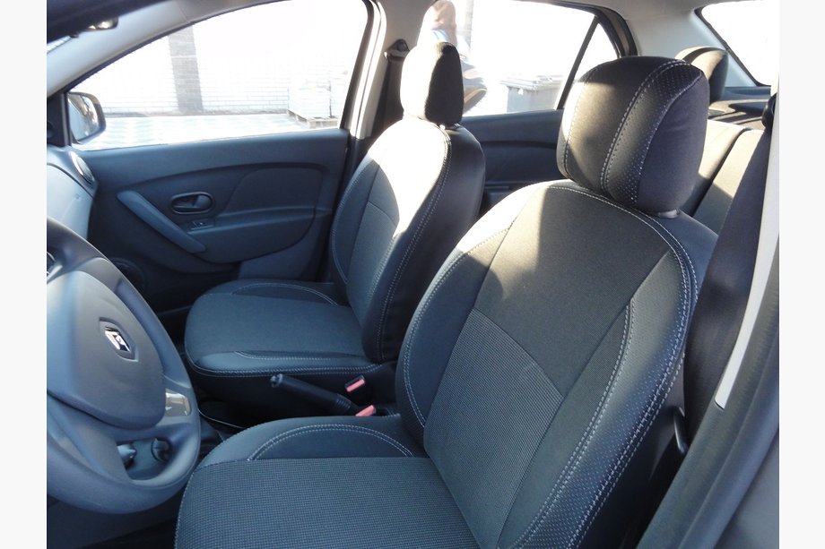 Renault Logan II 2013-2022 Autositzbezüge (Kunstleder↗Stoff, Premium) Image