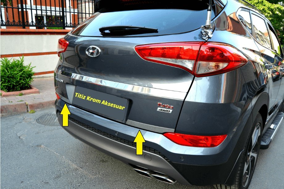 Hyundai Tucson TL 2016-2021 Kofferraumleisten Abdeckung (2-teilig, Edelstahl) Image