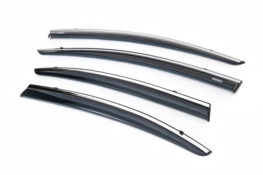Honda Civic Sedan IX 2011-2016 Windabweiser mit Chromleiste (4 Stk, Niken) Image