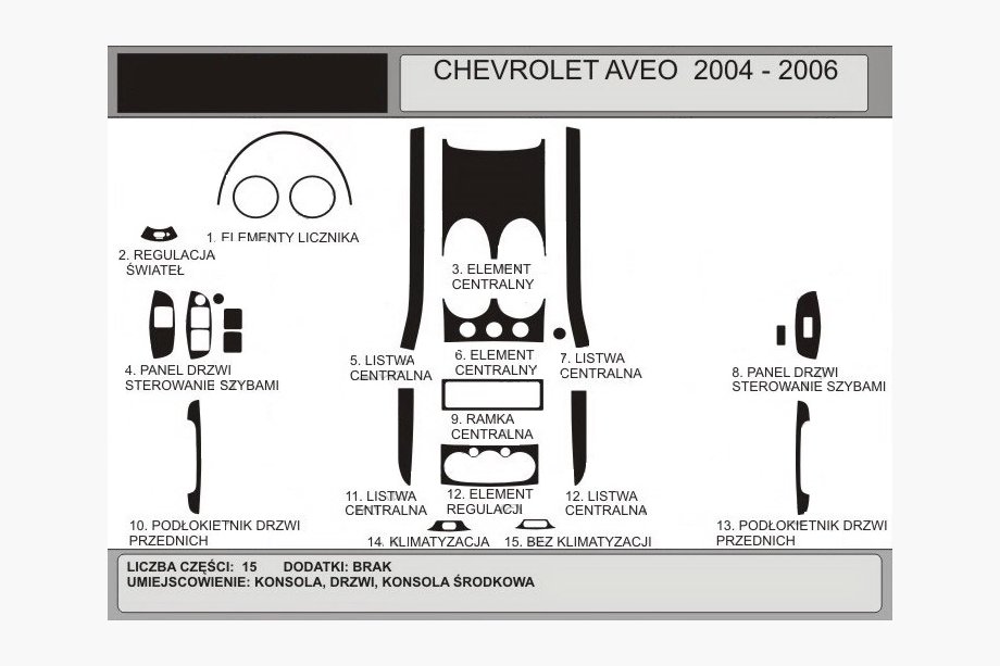 Chevrolet Aveo T200 2002-2008 Armaturenbrett Abdeckungen (Hartman) Image
