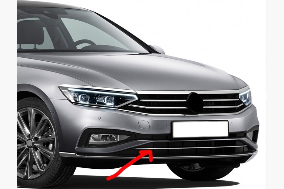 Volkswagen Passat B8 2015-2023 Obere Leiste für Stoßstange (2019+, 1 Stk, Edelstahl) Image