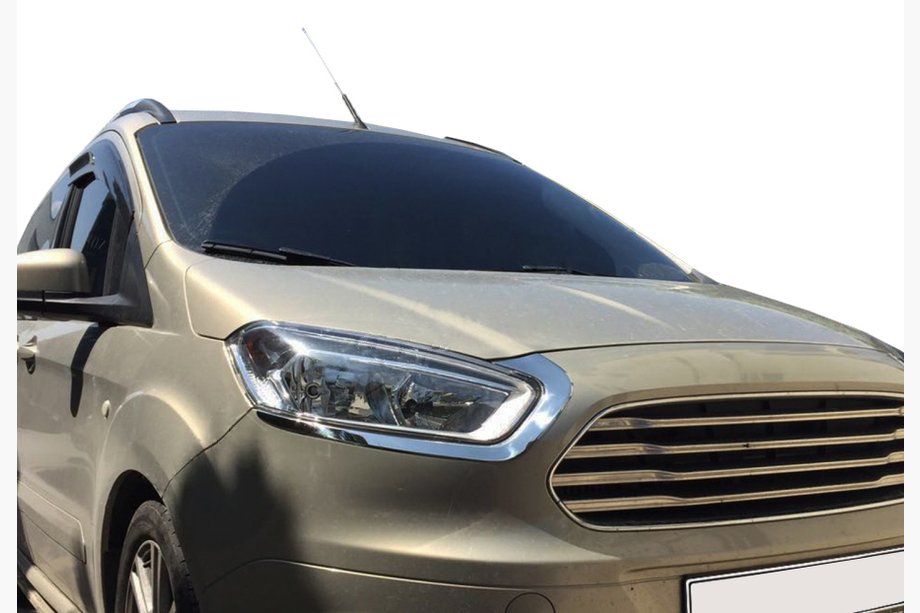 Ford Courier 2014-2023 Scheinwerferblenden (2 Stk., Edelstahl) Carmos - Türkischer Edelstahl Image
