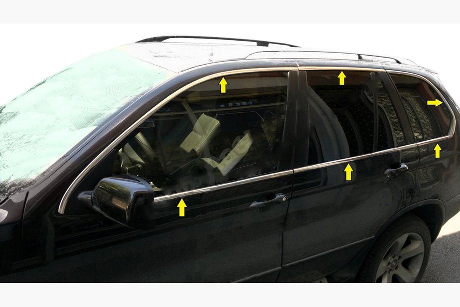 BMW X5 E53 1999–2006 Komplette Fensterumrandung Edelstahl (12-tlg.) Image