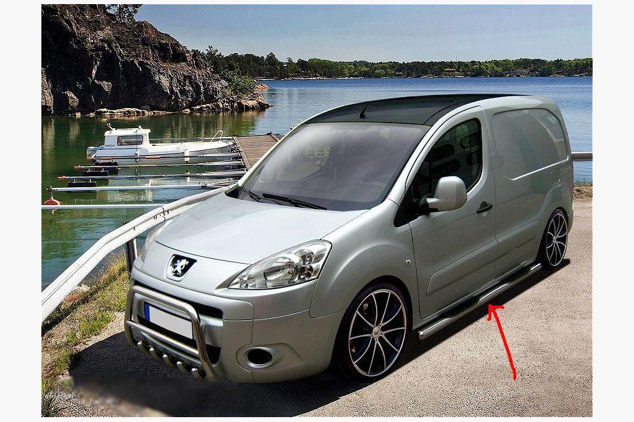 Citroen Berlingo 2008-2018 Seitliche Rohre (2 Stk., Edelstahl) 70mm, mit Kunststoff-Trittflächen Image