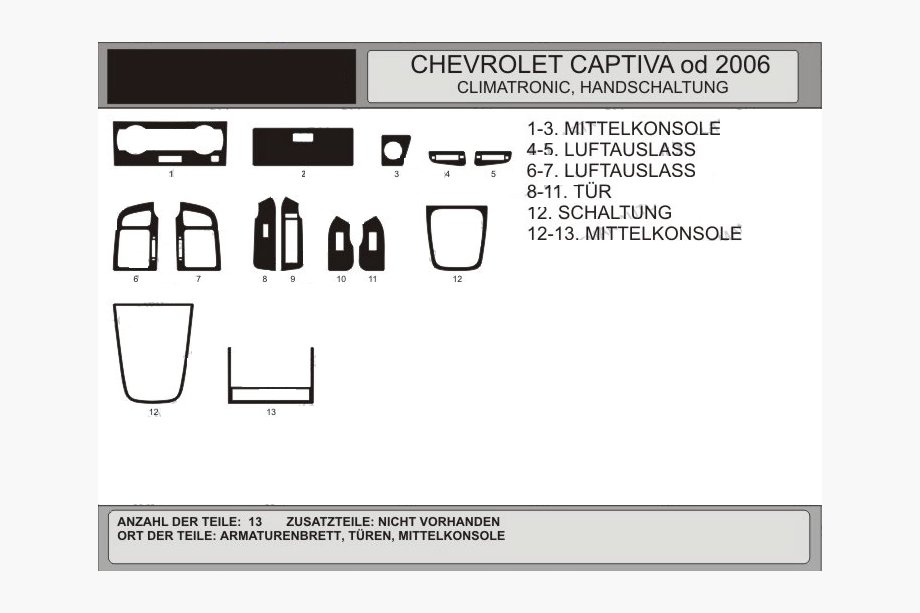 Chevrolet Captiva 2006-2019 Armaturenbrett Abdeckungen Walnuss Image