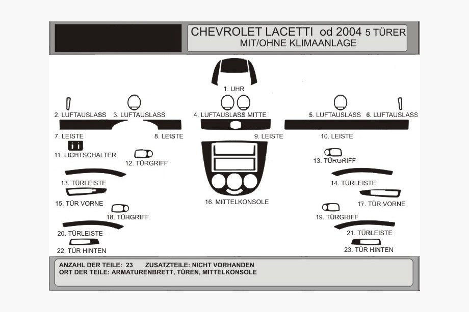 Chevrolet Lacetti 2003-2024 Armaturenbrett Abdeckung Hatchback (Hartman) Walnuss Image