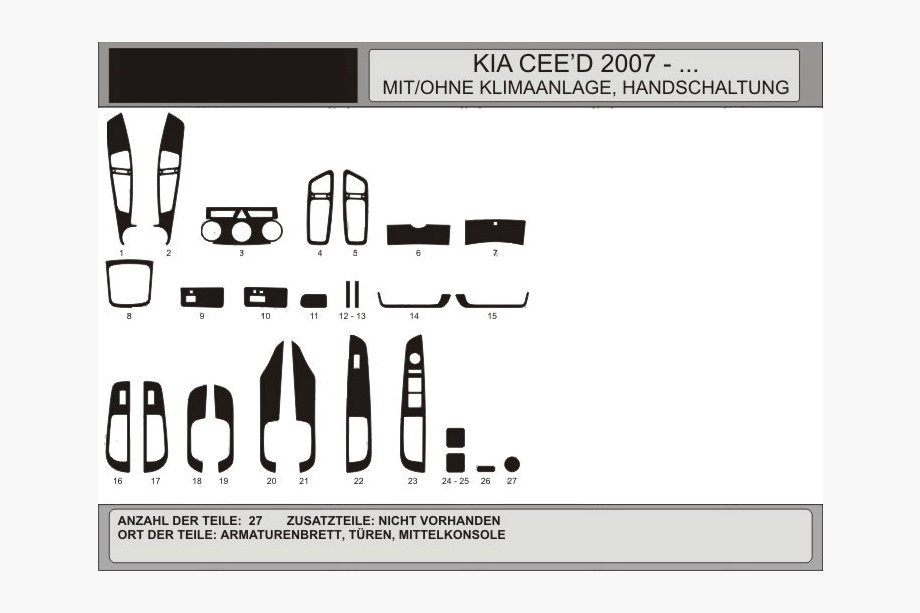 Kia Ceed 2007-2012 Armaturenbrett Abdeckungen Aluminium Image