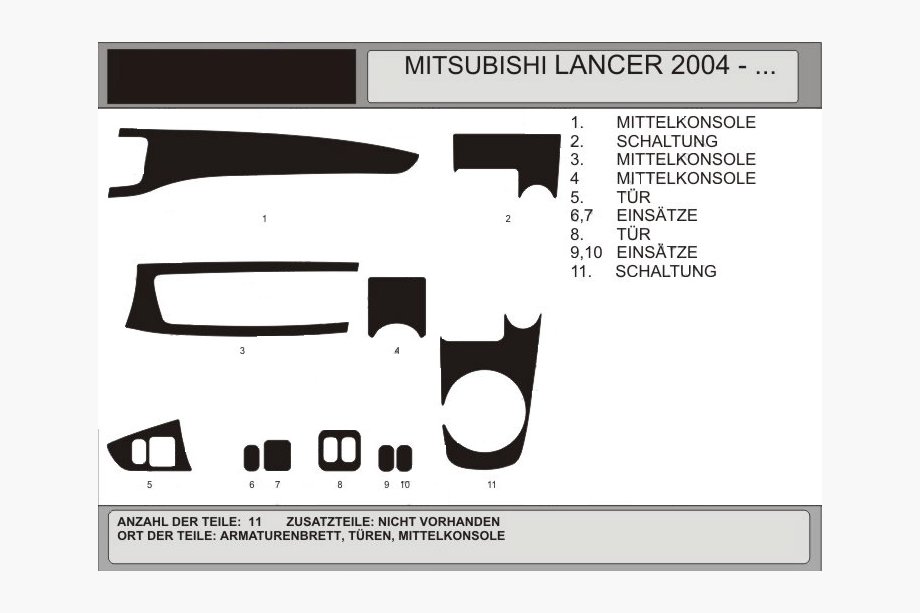 Mitsubishi Lancer 9 2004-2008 Armaturenbrett Abdeckungen (Hartman) Image