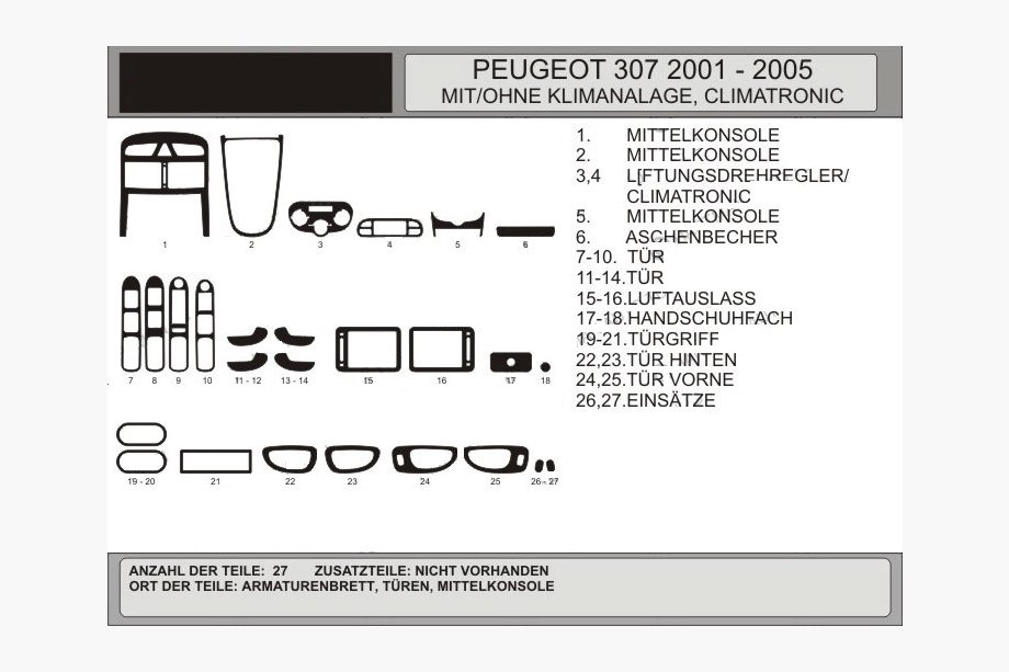 Peugeot 307 2001-2008 Innenraum Tuning (Hartman) Aluminium Image