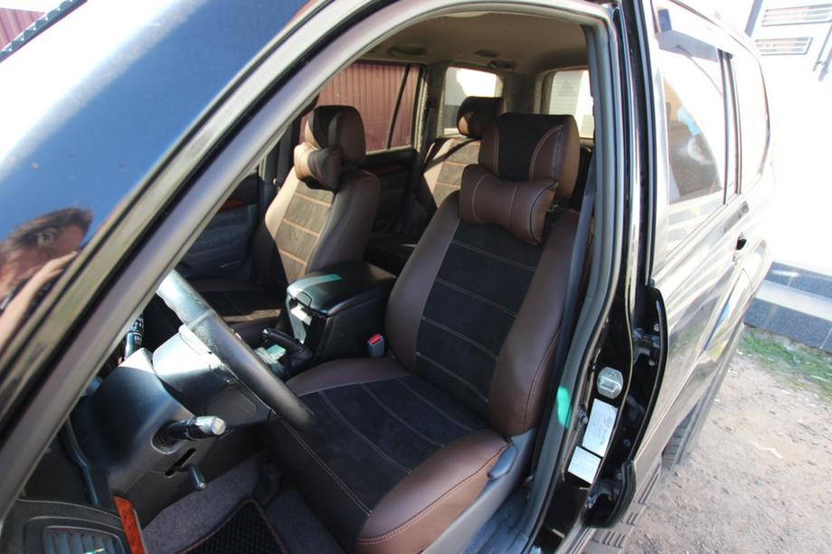 Toyota Land Cruiser Prado 120 2002-2009 Autositzbezüge Kunstleder+Stoff+Alcantara Antara A088 (kompletter Innenraum) Foto 1