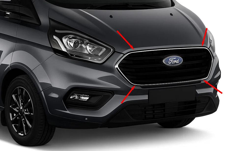 Ford Custom 2013-2022 Chrom Rahmen für Kühlergrill 2018+ (4 Stk., Edelstahl) Image