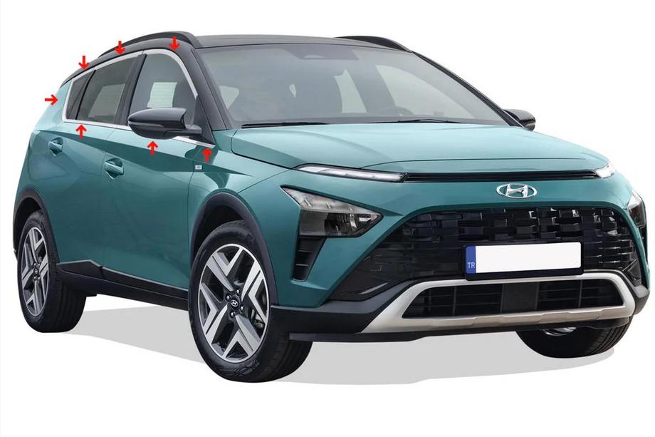 Hyundai Bayon 2021- Fensterrahmen Zierleisten komplett (14-tlg, Edelstahl) Foto 1