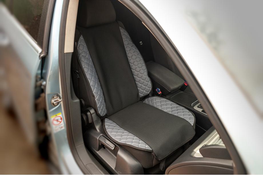 Autositzauflage ECO und Stoff (1 Stk, Grau mit grauer Naht + Stoff) Foto 1