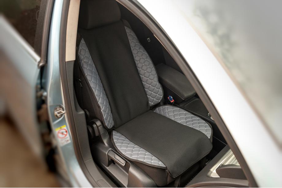 Autositzauflage ECO und Stoff (1 Stk, Grau mit grauer Naht + Stoff) Foto 2