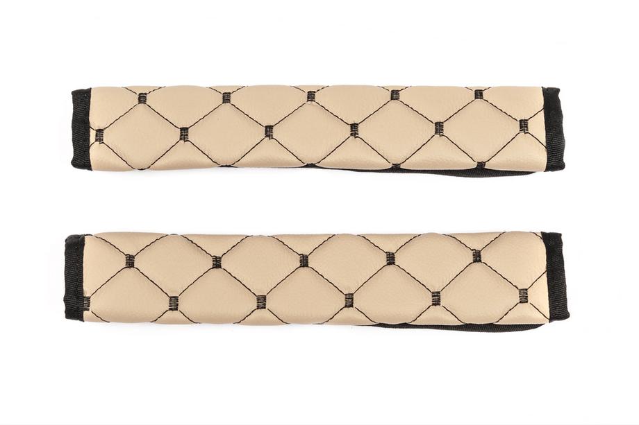 Sicherheitsgurtpolster ECO (2 Stk, Beige mit schwarzer Naht) Foto 5