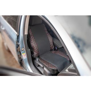 Autositzauflage ECO und Stoff (1 Stk, Schwarz mit roter Naht + Stoff) Foto 1