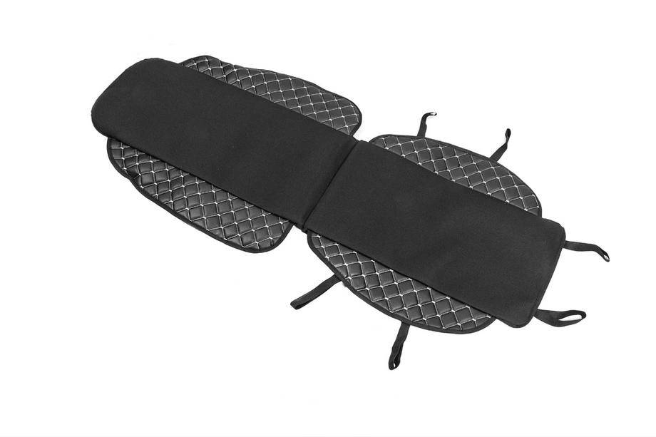 Autositzauflage ECO und Stoff (1 Stk, Schwarz mit grauer Naht + Stoff) Foto 4