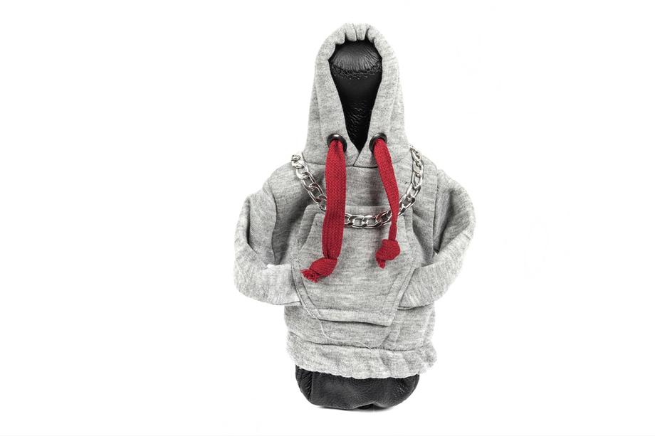 Schaltknauf Abdeckung Hoodie (grau, bordeauxrote Kordel) Image