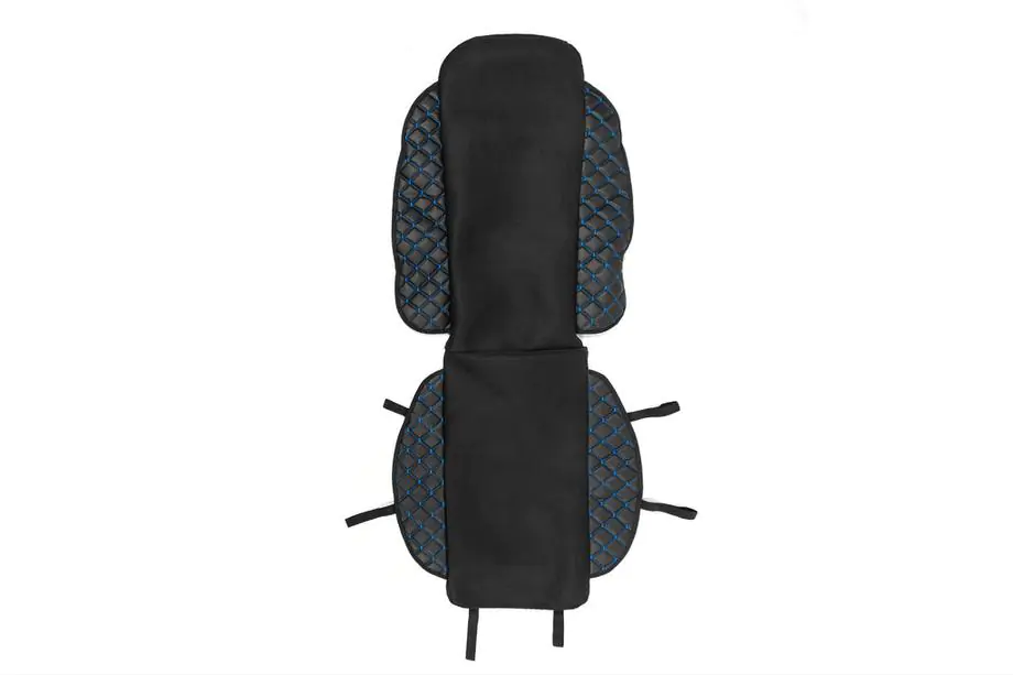Autositzauflage ECO und Stoff (1 Stk, Schwarz mit blauer Naht + Stoff) Image
