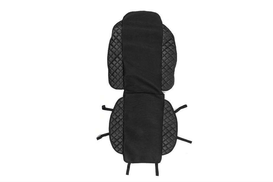 Autositzauflage ECO und Stoff (1 Stk, Schwarz mit schwarzer Naht + Stoff) Image