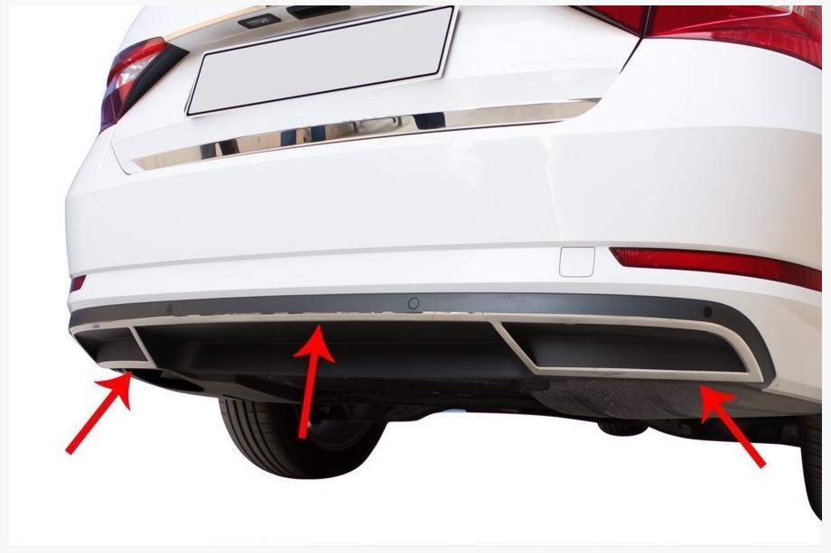 Skoda Superb 2015-2024 Heckstoßstangen-Endschutzleisten Carmos (3 Stk, Edelstahl) Foto 1