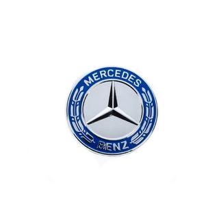 Abdeckung statt Emblem auf Motorhaube Mercedes (blau und chrom, 57mm) Foto 2