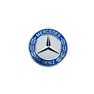 Abdeckung statt Emblem auf Motorhaube Mercedes (blau und chrom, 57mm) Foto 2