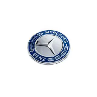 Abdeckung statt Emblem auf Motorhaube Mercedes (blau und chrom, 57mm) Foto 1