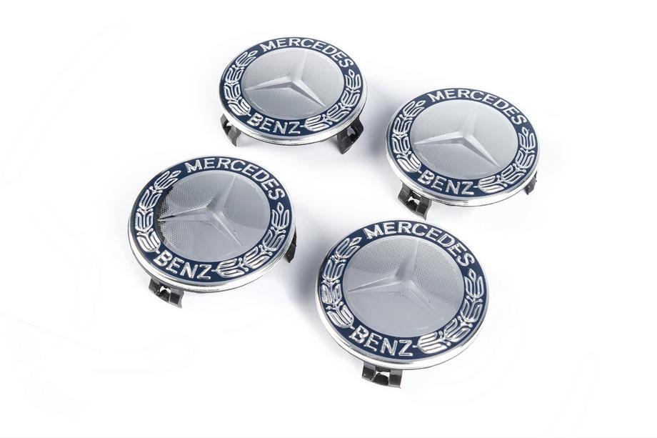 Mercedes-Benz Felgendeckel 71/75 mm ohne Ring (4 Stk, blau V1) Foto 1