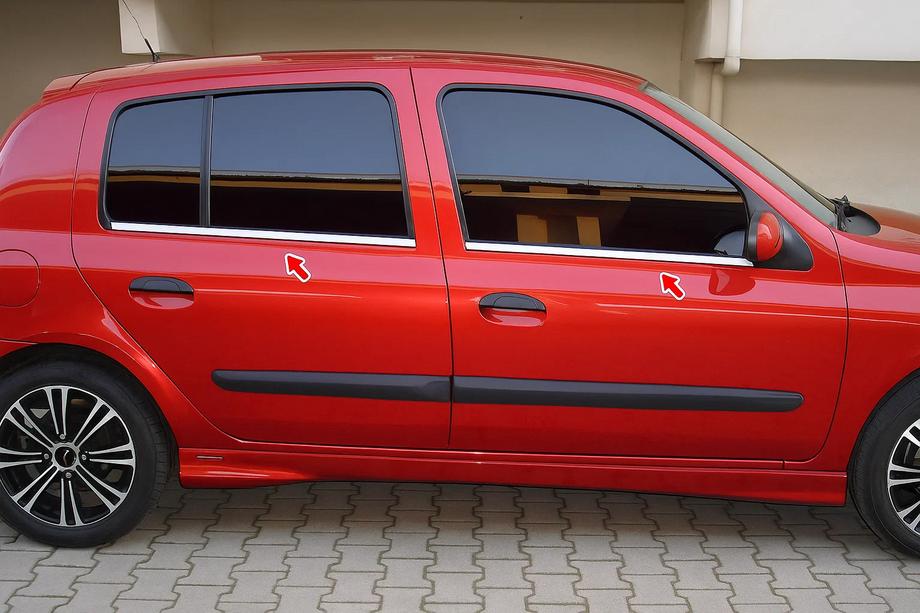 Renault Clio II 1998-2005 Fensterzierleisten Aussen (HB, 4 Stk, Edelstahl) Foto 1