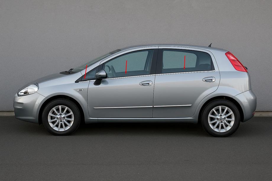 Fiat Punto Grande/EVO 2006-2018 Fensterzierleisten Carmos (6 Stk., Edelstahl) Image