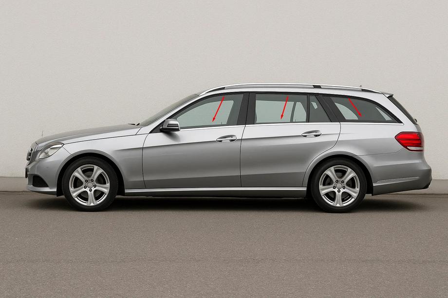 Mercedes E-class W212 2009-2016 Fensterrahmen Chromleisten (SW) (6 Stk, Edelstahl) Image
