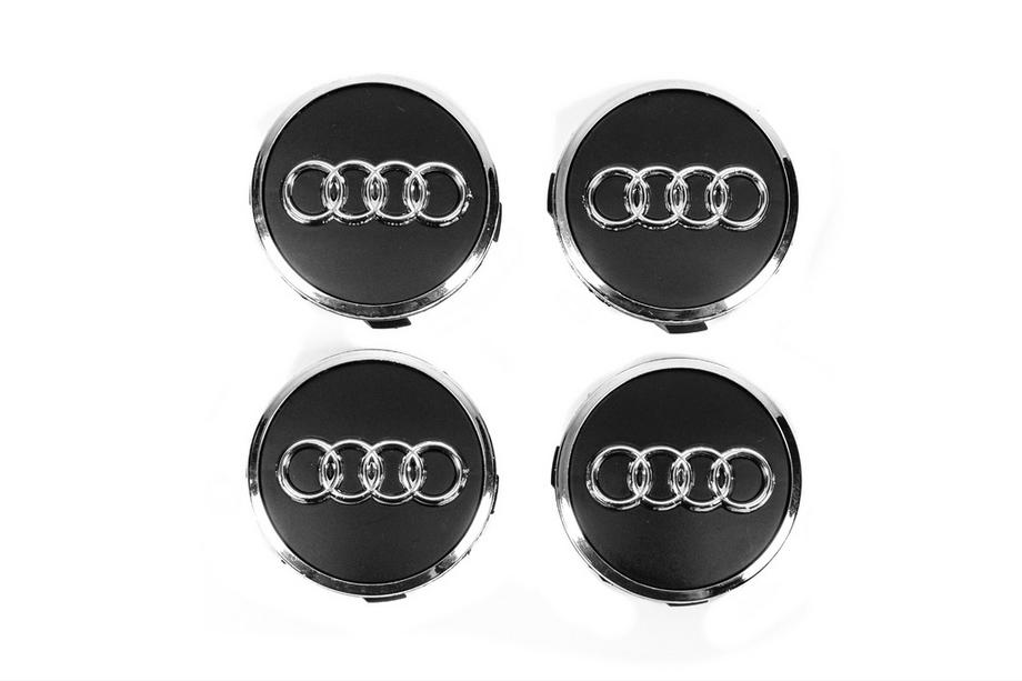 Audi Felgendeckel 57/61 mm mit Ring (4 Stk, schwarz) Image
