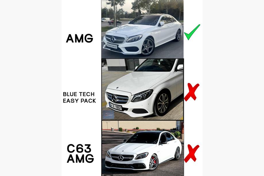 Mercedes C-class W205 2014-2021 Frontspoilerlippe DPT V1 (2014-2018, nur für AMG-Line, Schwarz Glanz) Foto 3