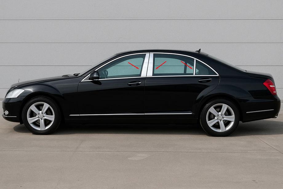Mercedes S-class W221 2005-2013 Edelstahl Türsäulen Abdeckungen (6 Stk) Image
