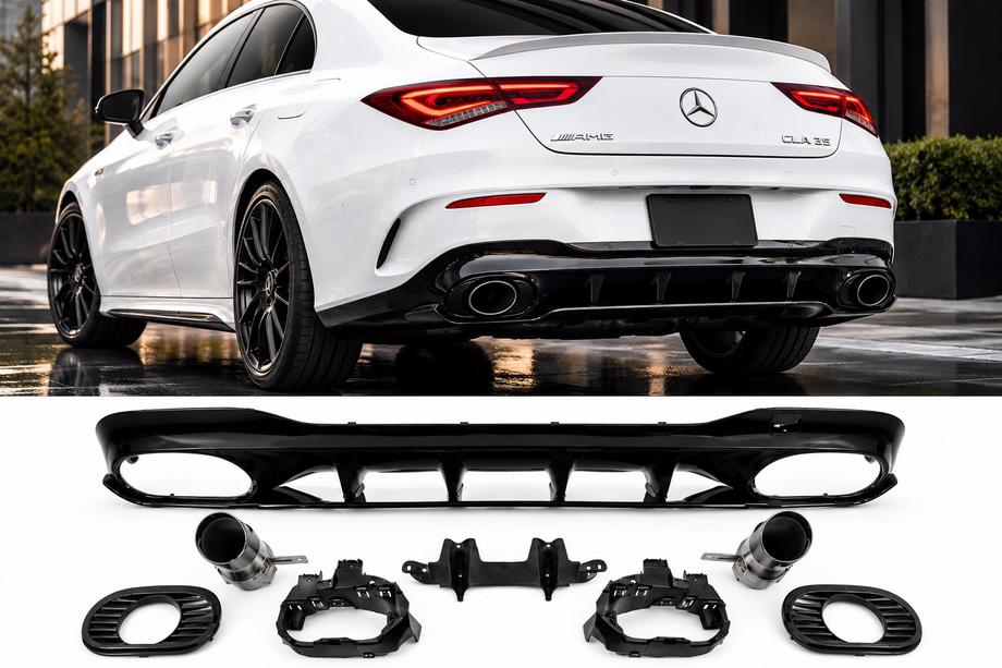 Mercedes CLA C118 2019- Heckdiffusor mit Endrohren (Design CLA35) Image