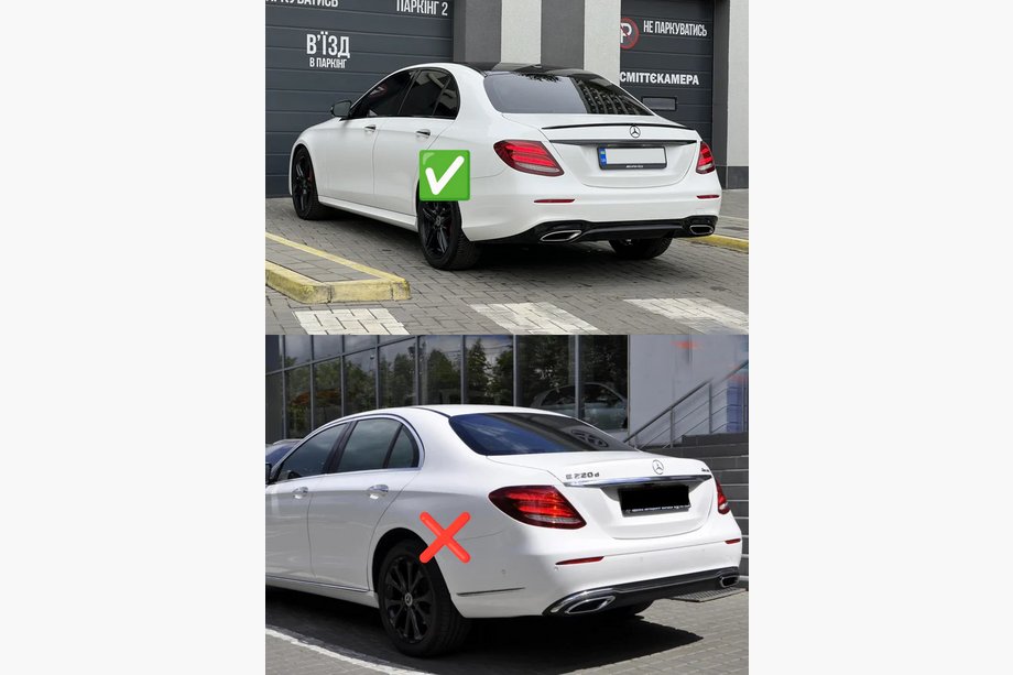 Mercedes E-class W213 2016-2023 Heckdiffusor mit Endrohren E63-Design Schwarz (für AMG/AMG-Line 2016-2020) Foto 2