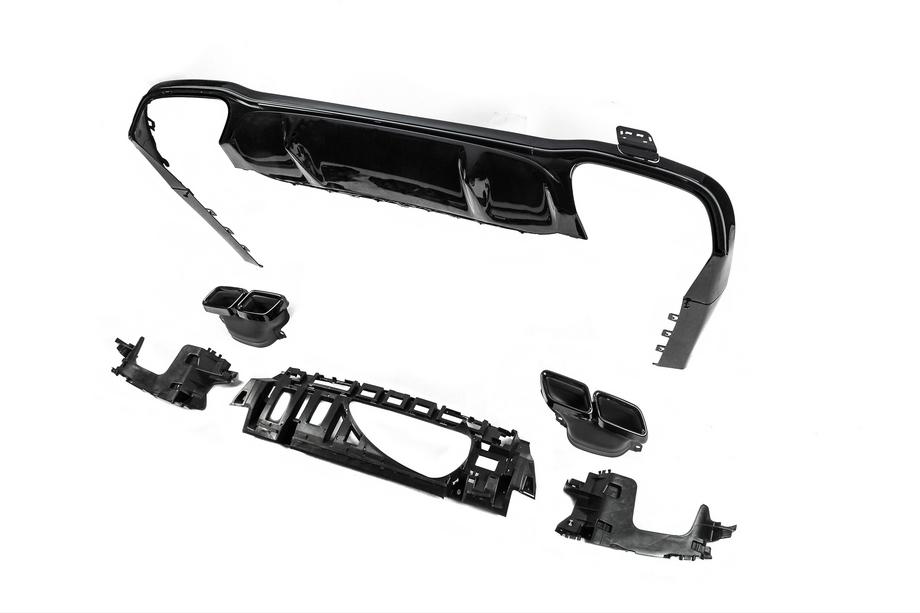 Mercedes E-class W213 2016-2023 Heckdiffusor mit Endrohren E63-Design Schwarz (für AMG/AMG-Line 2016-2020) Foto 4