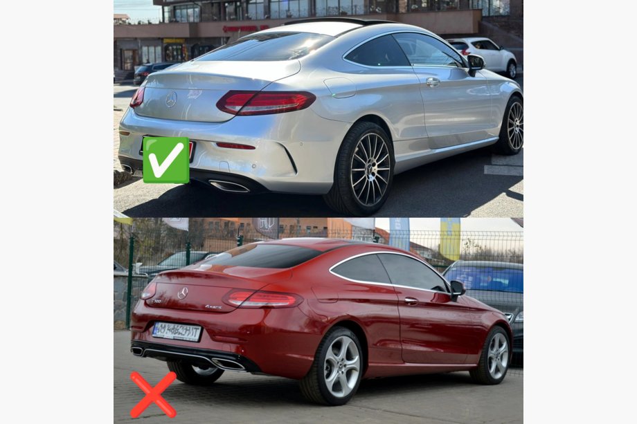 Mercedes C-class W205 2014-2021 Heckdiffusor mit Endrohren (für Coupe Design AMG43) Foto 2
