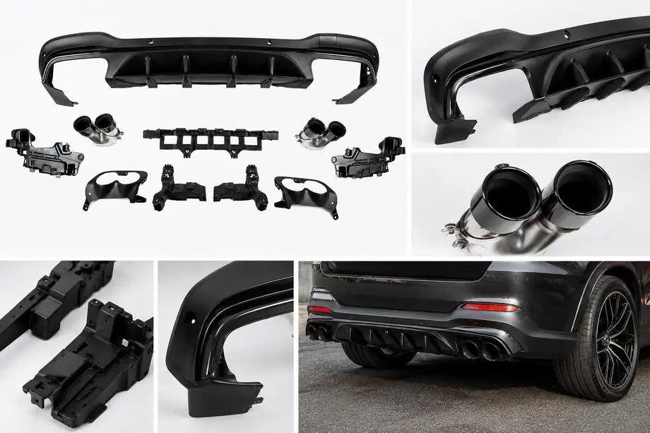 Mercedes GLC X253 2015-2022 Heckdiffusor mit Endrohren (Design AMG43) Foto 1